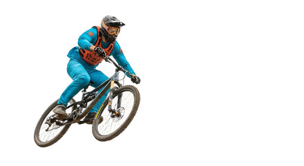 Obraz premium Mountain biker in mid air stunt.
