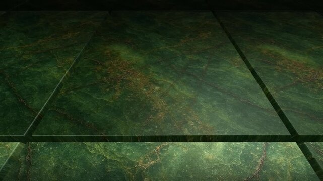 Detailed camera tracking over natural Demantoid tiles with mineral deposits showing the rare green garnet featuring classic and valuable horsetail inclusions