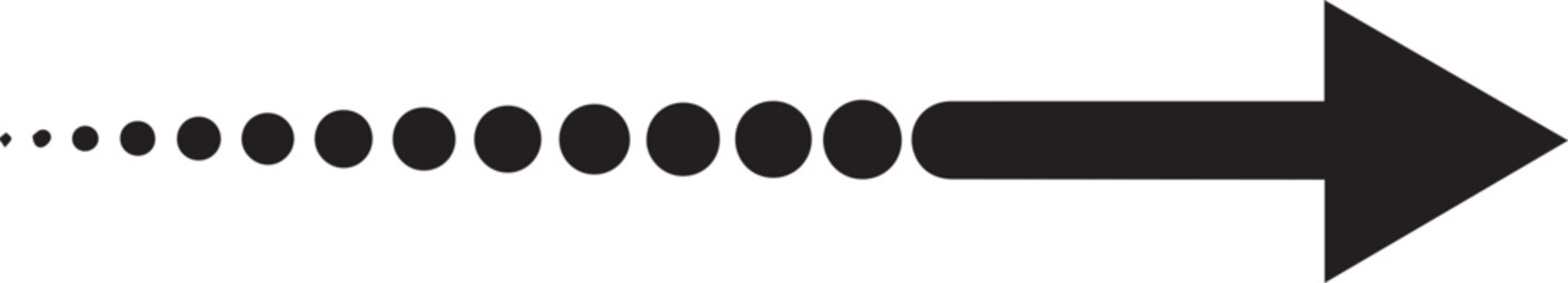 Black arrow with dots leading to the right
