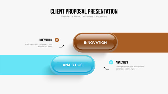 Corporate Forecast Two Option Infographic Slide Template. Financial Profile 2 Element Diagram Frame Design. Service Innovation Presentation Layout Vector Illustration.