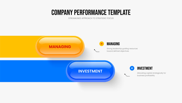 Consulting Development 2 Step Diagram Presentation Layout. Business Profile Frame Design Vector Illustration. Market Strategy Two Option Infographic Slide Template.