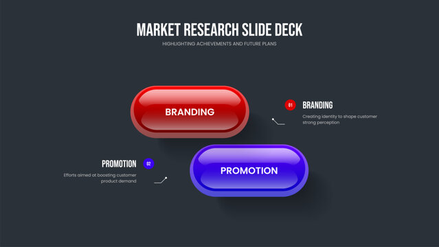 Project Overview 2 Option Infographic Slideshow Template. Sales Strategy Two Step Diagram Presentation Design. Market Solution Frame Layout Vector Illustration.