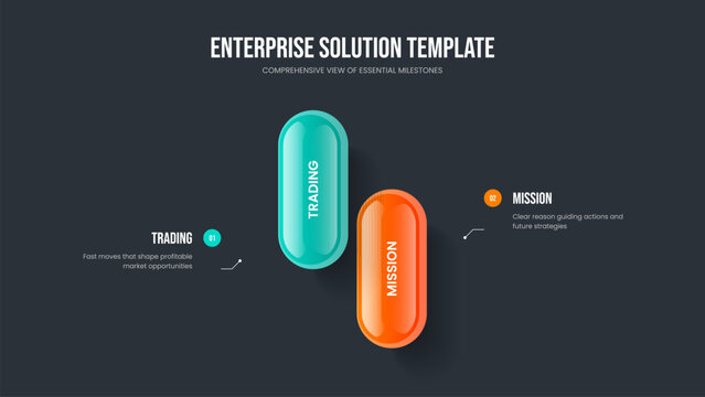 Creative Introduction Two Step Diagram Presentation Design. Digital Proposal Frame Layout Vector Illustration. Advertising Campaign 2 Option Infographic Slideshow Template.