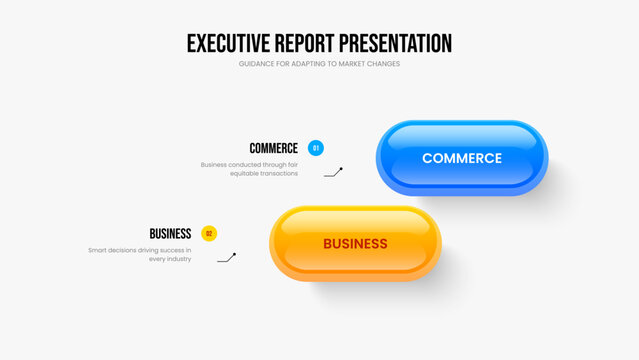 Project Overview 2 Element Diagram Presentation Template. Consulting Campaign Two Step Infographic Slide Layout. Modern Analysis Slideshow Design Vector Illustration.
