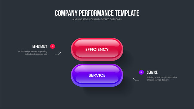 Enterprise Launch 2 Element Infographic Presentation Design. Project Portfolio Slideshow Layout Vector Illustration. Investor Report Two Step Diagram Slide Template.