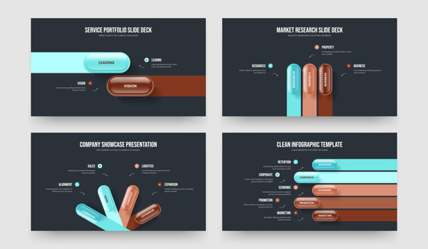 Project Report Two Three Four Five Option Infographic Slide Template Vector Illustration Bundle. Advertising Forecast 2 3 4 5 Element Diagram Presentation Design Set.