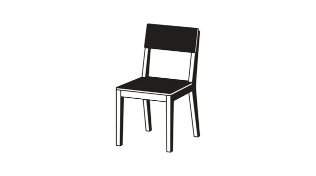 Minimalist black chair illustration on white background