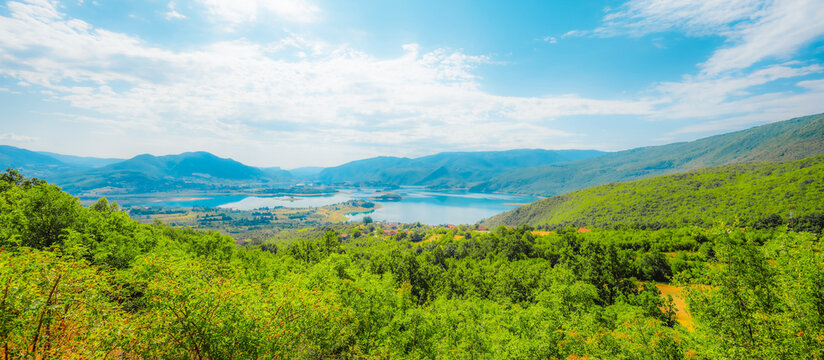 Ramsko Lake (Ramsko jezero) with its unique islands and peninsulas from the Zahum viewpoint, Bosnia and Herzegovina.