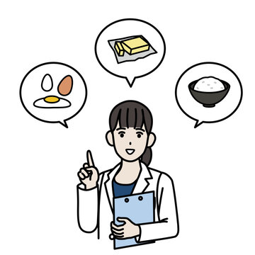 PFCバランスの取れた食事を勧める栄養士のイラスト