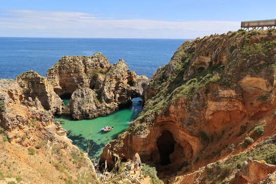 The Ponta da Piedade is the tip of a steep headland - cape-that juts out into the Atlantic-Algarve, Portugal