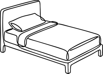 Single bed illustration minimalist line art furniture design with furniture interior minimalist mattress © SHAHNOWZ
