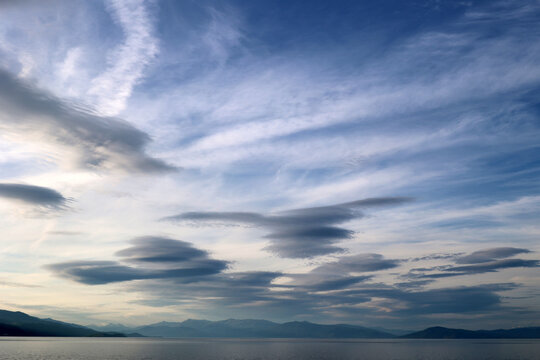 Fantastic clouds in the sky over Lake Ohrid, Albania  