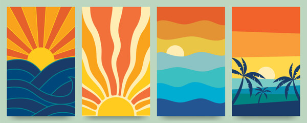 Colorful tropical summer poster backgrounds with vertical vector design © Arfan Zidny