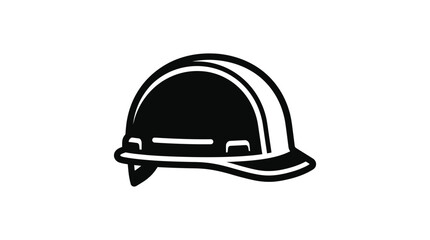 Fototapeta premium Black and white industrial safety hard hat helmet icon.