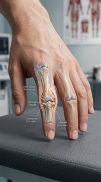 Articular cartilage deterioration: arthritis diagnose, arthrosis problem, osteoarthritis ailment, osteoarthrosis effect, joint narrow, bone spur, synovium inflame.