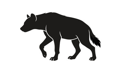 Fototapeta premium Silhouette of a hyena walking in profile.