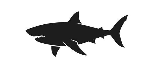 Naklejka premium Silhouette of a Great White Shark swimming in the ocean.