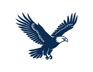 Obraz premium Majestic Dark Blue Eagle in Flight Silhouette.