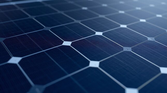 Close-up of a modern solar panel array generating clean energy for sustainable living.