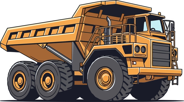 Heavy Duty Mining Dump Truck Vector Illustration Front 3/4 View