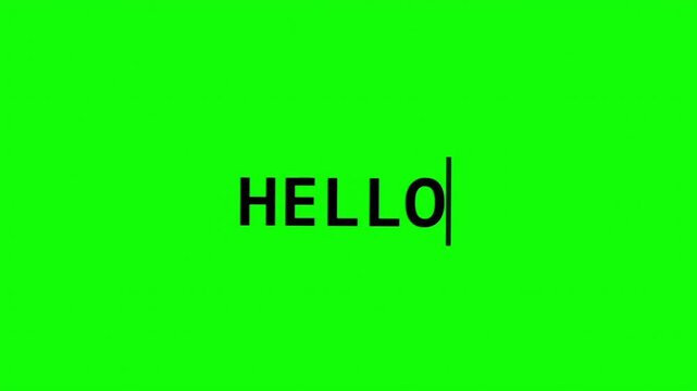 Realistic Hello World Typing Effect &ndash; Black Bold Text Animation, Green Screen Loop 4K