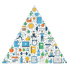 Fototapeta premium Healthy Lifestyle Pyramid: Fitness, Nutrition, Wellness Icons