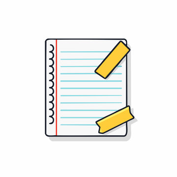 Lined Notebook Paper with Yellow Tape