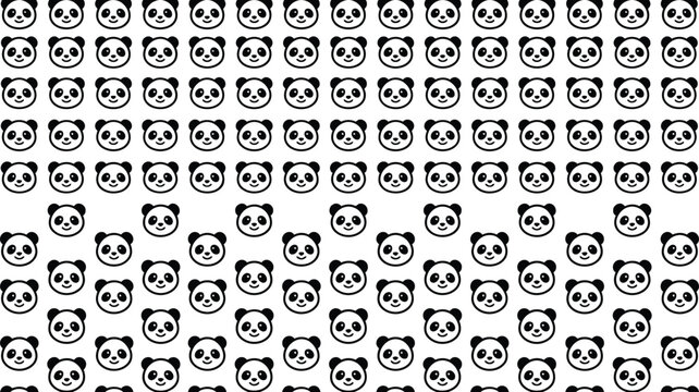 Multiple cute panda bear faces arranged in a seamless repeating pattern