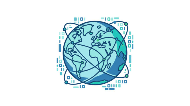 A stylized digital globe illustration representing global connectivity and network communication.