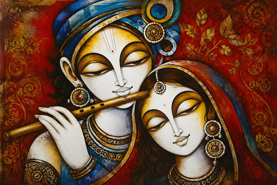 Radha Krishna modern art painting ai genrated 