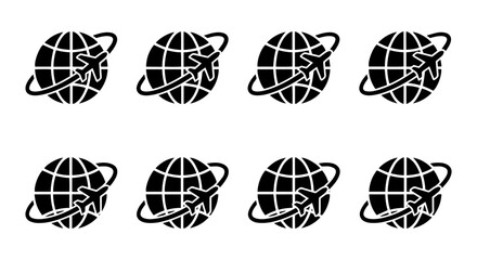 Saturn icon set, outline style, white background © Kazi