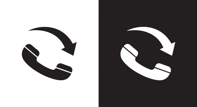 minimalist phone icon circular arrow design: Line and glyph solid icon and logo template - Clipart, sticker - icon set