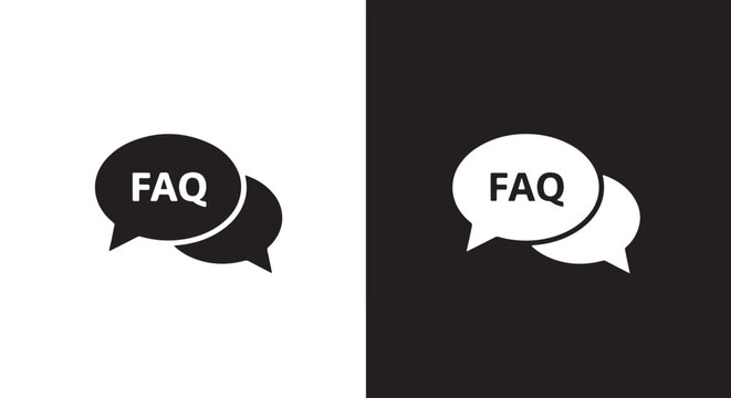 faq speech bubble icon set minimal design: Line and glyph solid icon and logo template - Clipart, sticker - icon set
