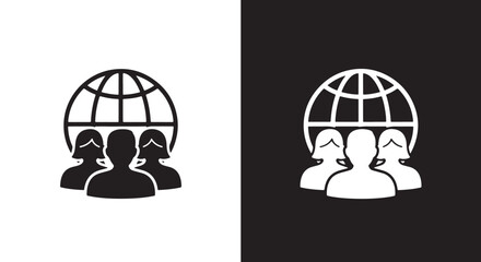 Fototapeta premium Global Team Icon Set: Line and glyph solid icon and logo template - Clipart, sticker - icon set