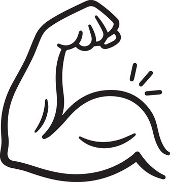 Strong Arm Muscle Line Icon Vector Illustration
