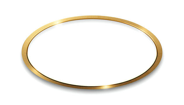 Golden oval frame isolated on white background minimalist elegant design