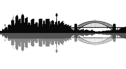 Naklejka premium Sydney Skyline Silhouette Reflection
