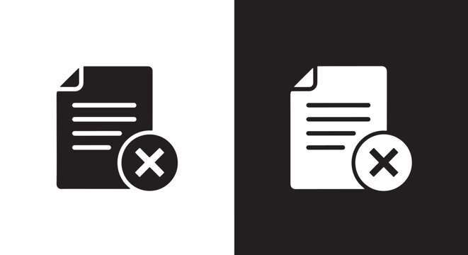 prohibited document icon set vector: Minimalist, flat icon, outline, glyph, linear, clipart, sticker - icon set
