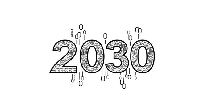 Futuristic Year 2030 Number Design.