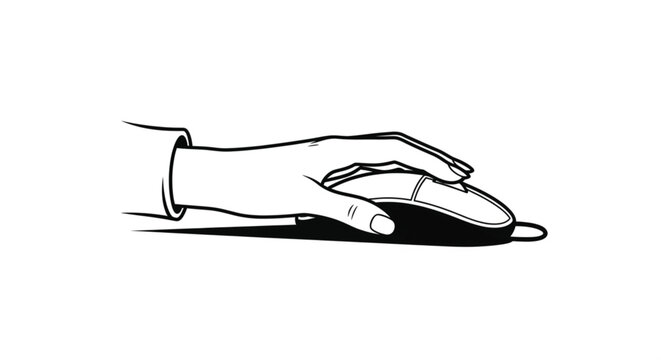 Hand holding computer mouse device.