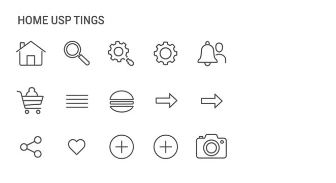 Home USP icons set, line style, web design elements
