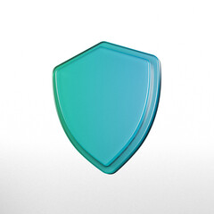 Obraz premium Turquoise shield shape with rounded edges on a white background