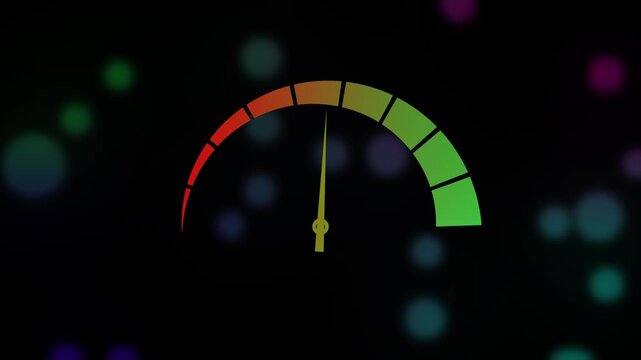 Speedometer design with maximum speed in orange on black background,with 4k video animation.