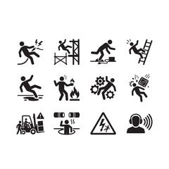 Obraz premium Comprehensive Safety Warning Bundle Icons – Industrial Risk, Workplace Hazard, Electrical Safety & Emergency Alert Symbol Set