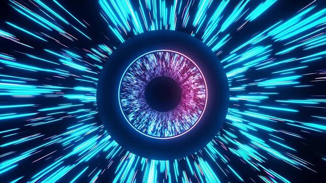 Circular light pattern with blue and pink hues