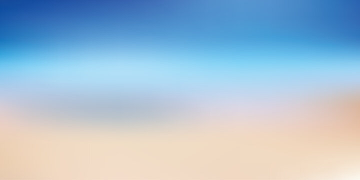 Blurred beach background vector, soft summer coast gradient with blue sky and sand, tropical vacation aesthetic for web banners
