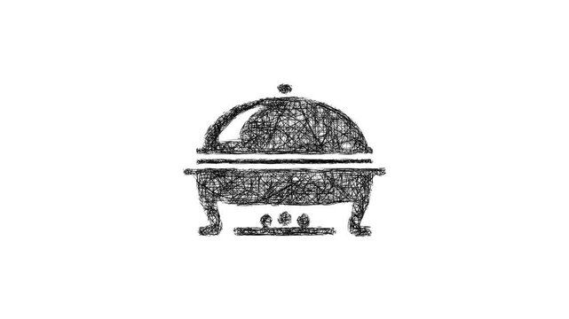 Sketch chafing dish icon animation - smooth progressive reveal