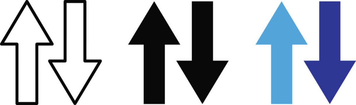Up And Down Arrow Directional Icons Set Vector Line Art Illustration For Business Growth