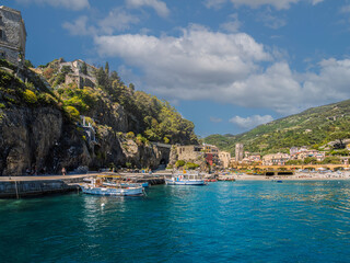 Fototapeta premium Monterosso Harbour Beach And Fishing Fleet