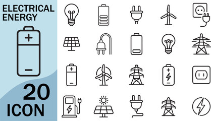 Electrical energy icons battery solar wind and power plug icon © Creative Icon Store 